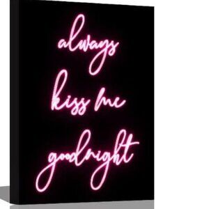 Always Kiss Me Goodnight Canvas Sign, Pinky Promise Neon, 3 Pieces